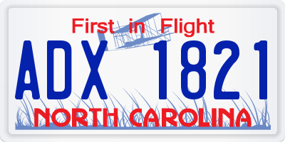 NC license plate ADX1821