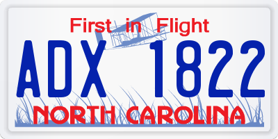 NC license plate ADX1822