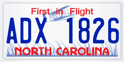 NC license plate ADX1826
