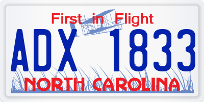 NC license plate ADX1833
