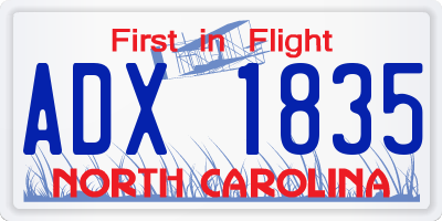 NC license plate ADX1835