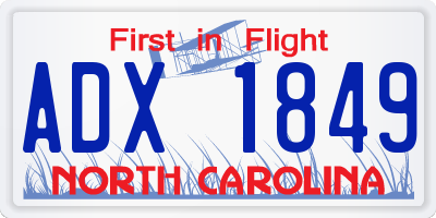NC license plate ADX1849