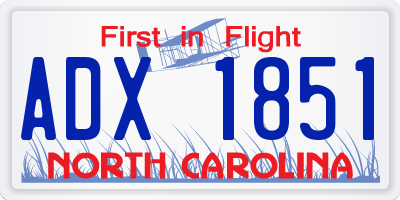 NC license plate ADX1851