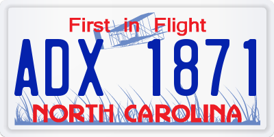 NC license plate ADX1871
