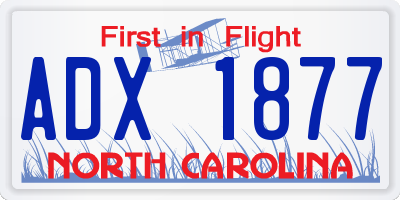 NC license plate ADX1877