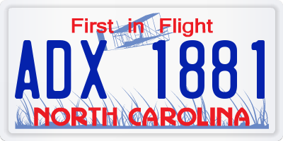 NC license plate ADX1881
