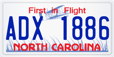NC license plate ADX1886