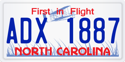 NC license plate ADX1887