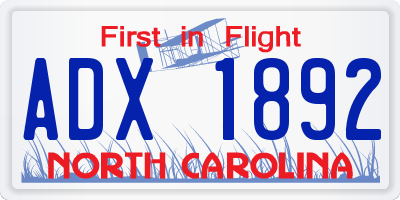 NC license plate ADX1892