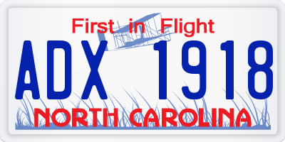 NC license plate ADX1918