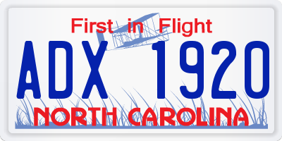 NC license plate ADX1920