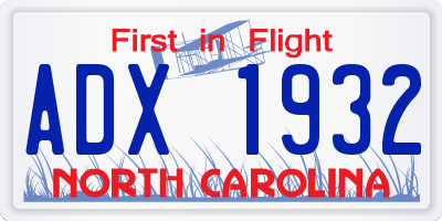 NC license plate ADX1932