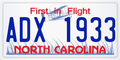 NC license plate ADX1933