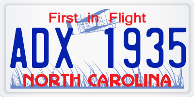 NC license plate ADX1935