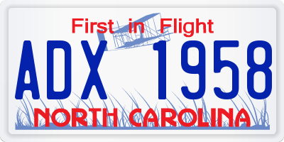 NC license plate ADX1958