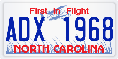 NC license plate ADX1968