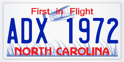 NC license plate ADX1972