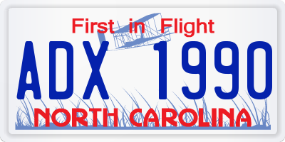 NC license plate ADX1990