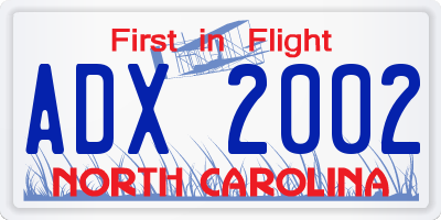 NC license plate ADX2002