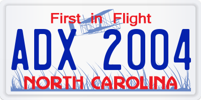 NC license plate ADX2004