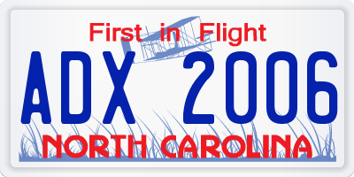 NC license plate ADX2006