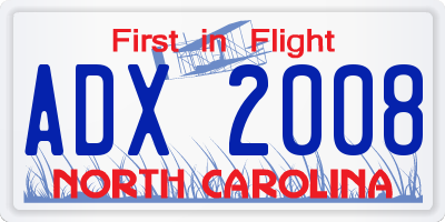 NC license plate ADX2008