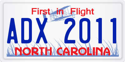 NC license plate ADX2011