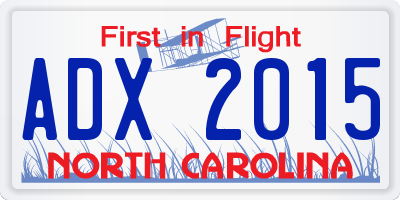 NC license plate ADX2015