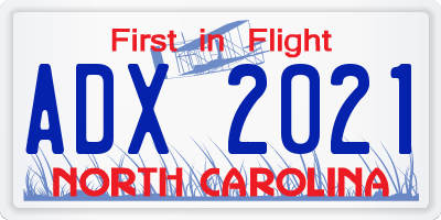 NC license plate ADX2021