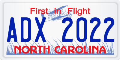 NC license plate ADX2022