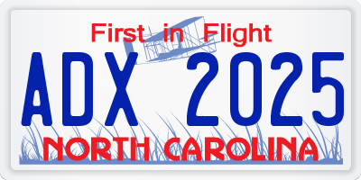 NC license plate ADX2025