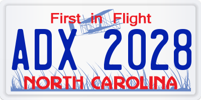 NC license plate ADX2028