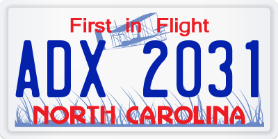 NC license plate ADX2031