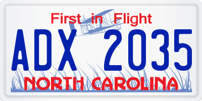 NC license plate ADX2035