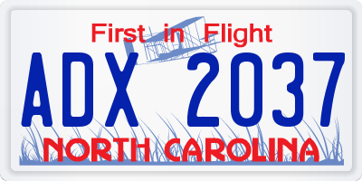 NC license plate ADX2037