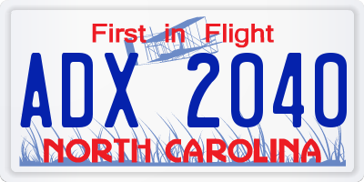 NC license plate ADX2040