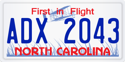 NC license plate ADX2043