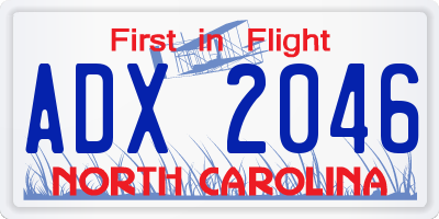 NC license plate ADX2046