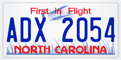 NC license plate ADX2054