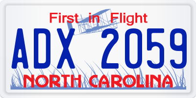 NC license plate ADX2059