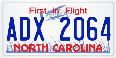 NC license plate ADX2064