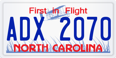NC license plate ADX2070