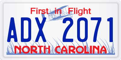 NC license plate ADX2071
