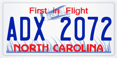 NC license plate ADX2072