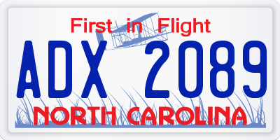 NC license plate ADX2089