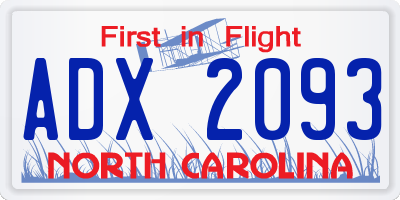 NC license plate ADX2093