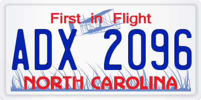 NC license plate ADX2096