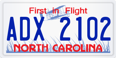 NC license plate ADX2102