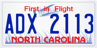 NC license plate ADX2113