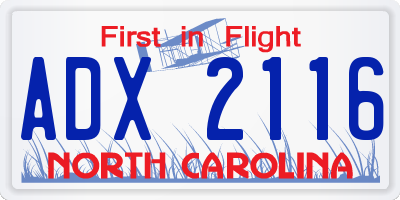 NC license plate ADX2116